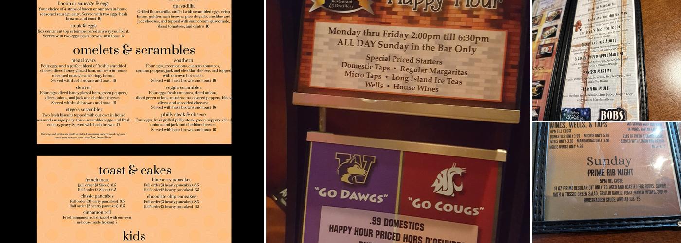 Bob's Classic Brass & Brew Menu