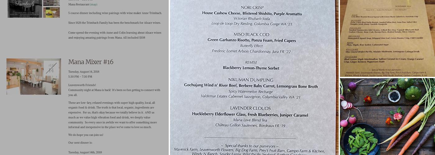 Mana Restaurant Menu