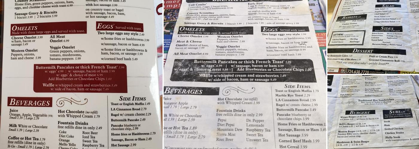 County Line Cafe Menu