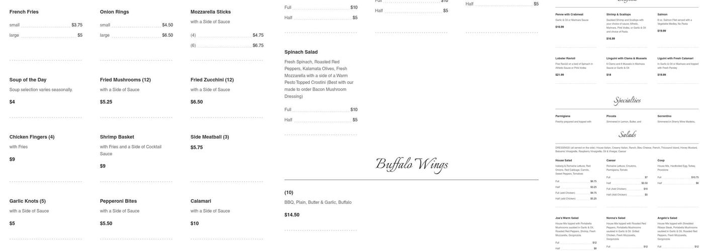 Mannino Italian Garden Menu