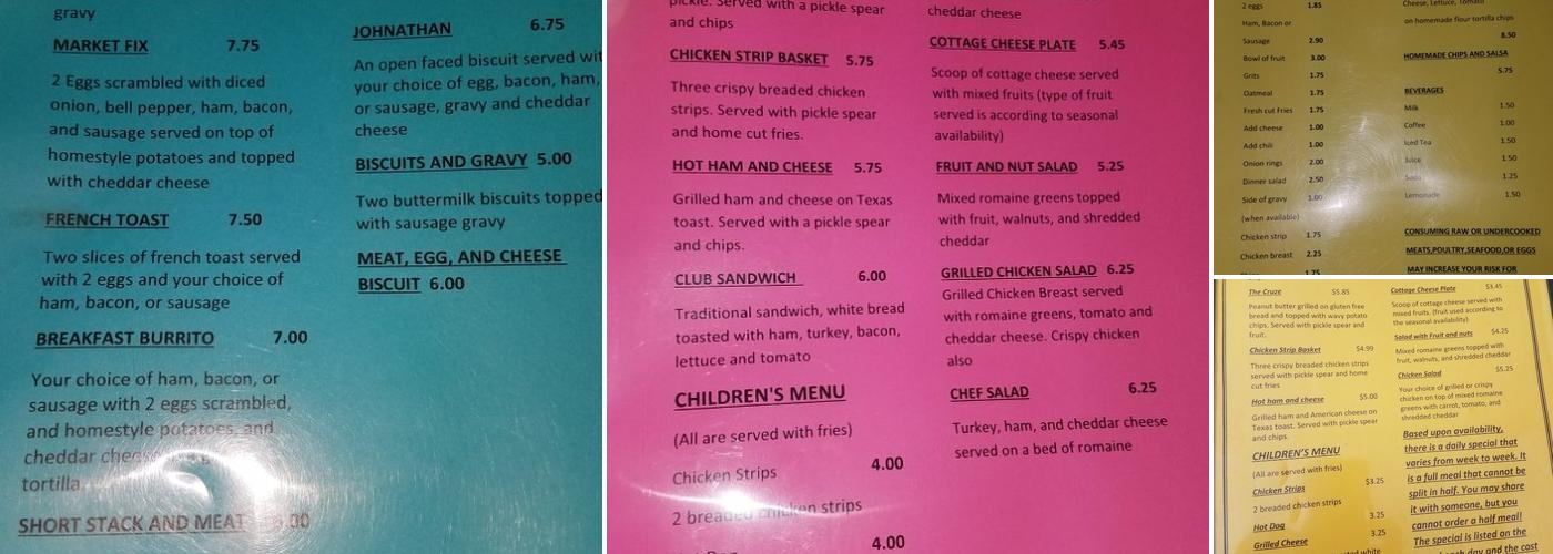 Corn Cafe Menu