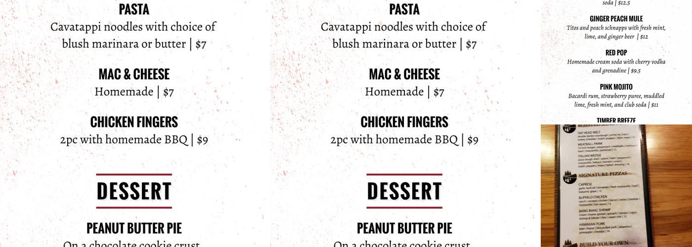 TimberCreek Tap & Table Menu