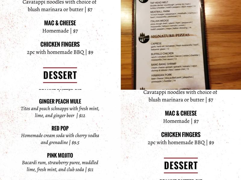 TimberCreek Tap & Table Menu