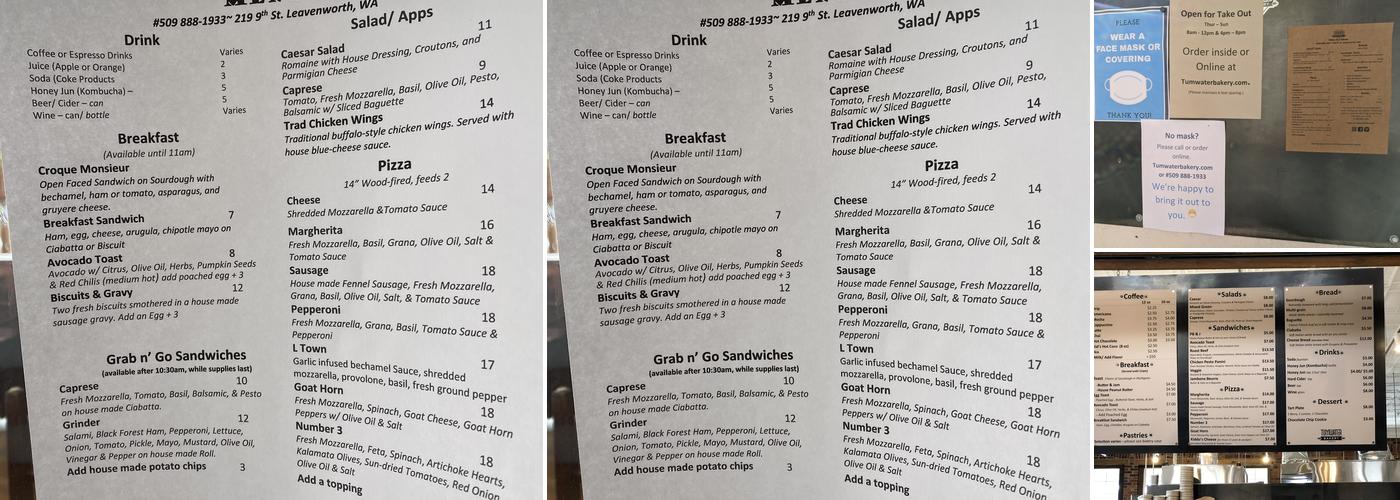 Tumwater Bread & Pizza Menu