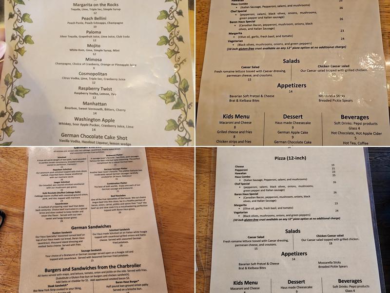 Bären Haus Menu