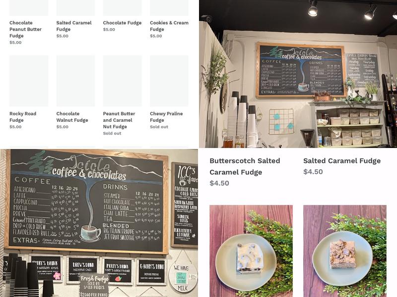 Icicle Coffee & Chocolates Menu