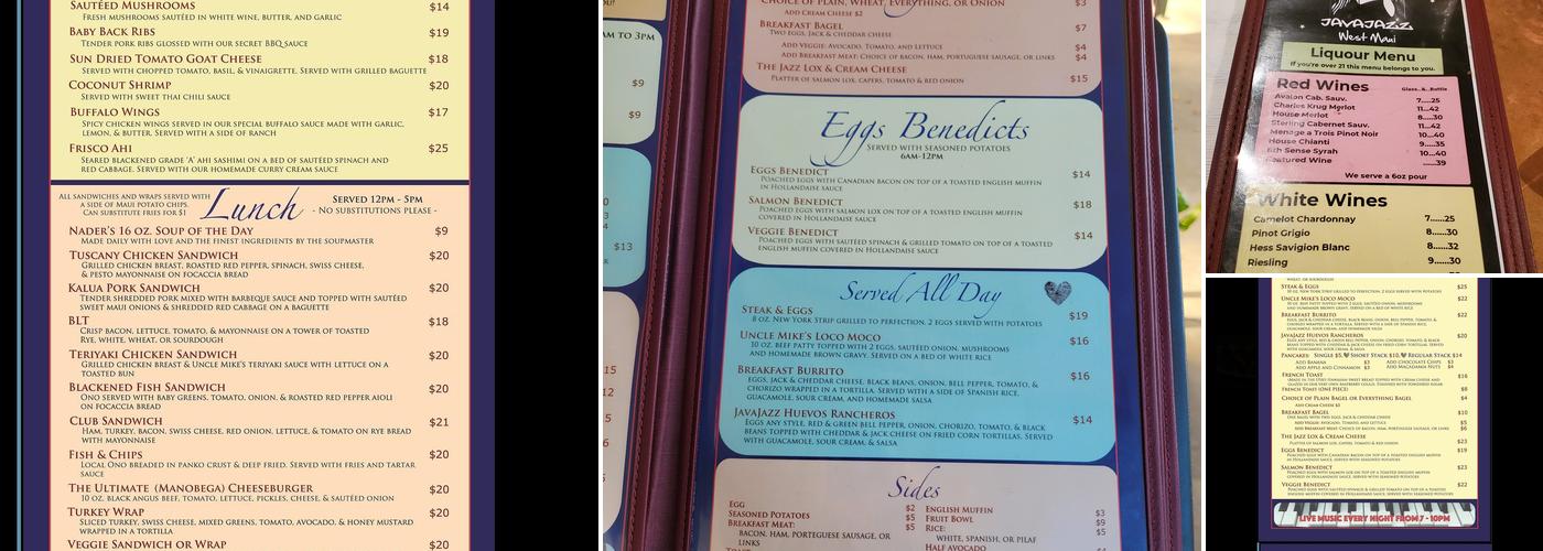 Java Jazz Menu