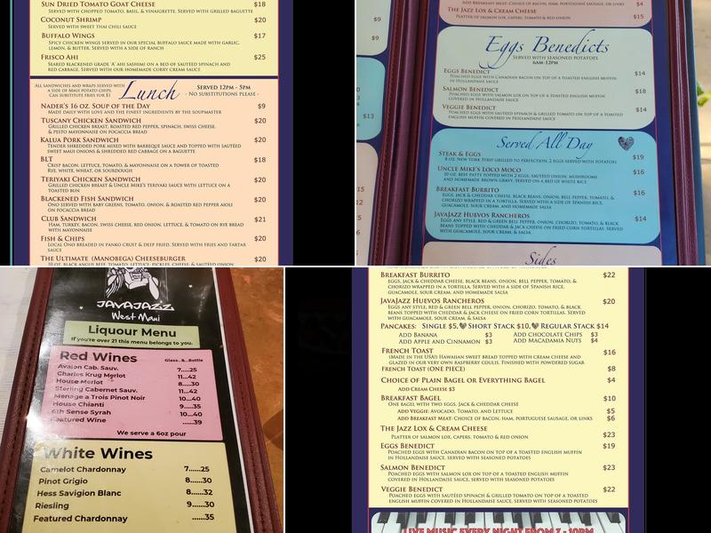 Java Jazz Menu