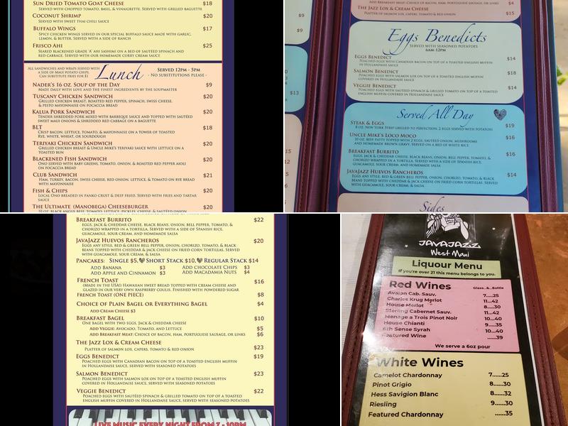 Java Jazz Menu