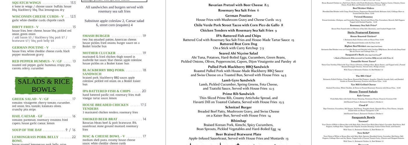 Stein Menu