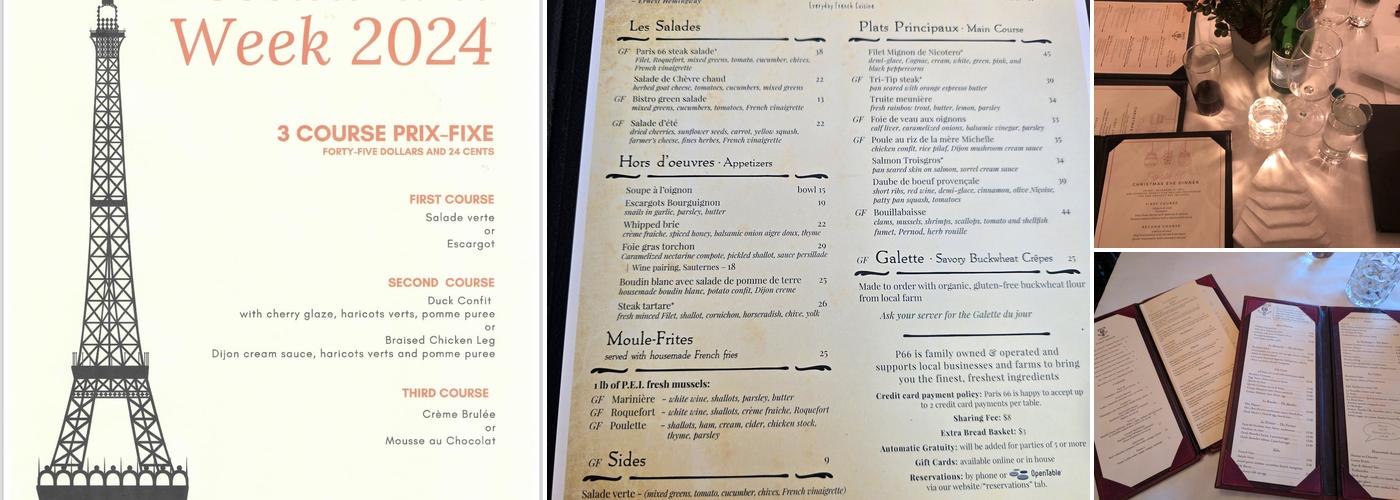 Paris 66 Bistro Menu