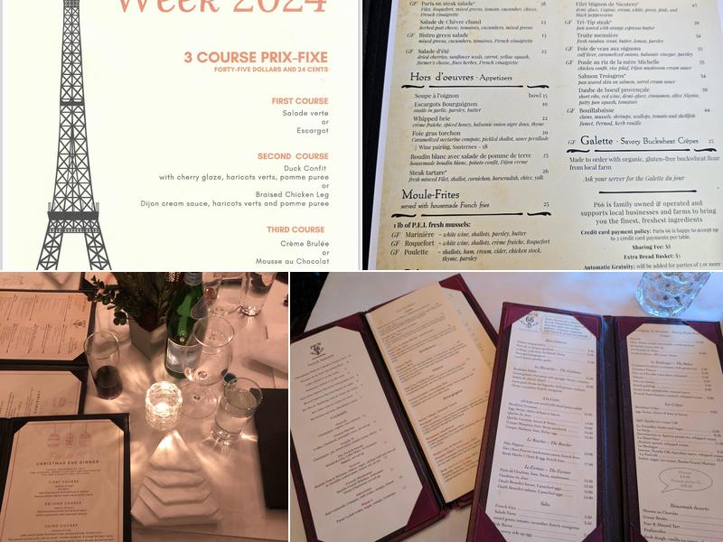 Paris 66 Bistro Menu