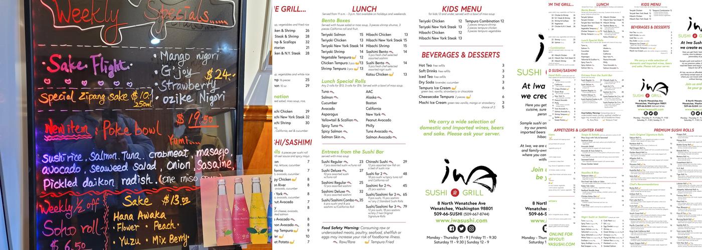 Iwa Sushi and Grill Menu