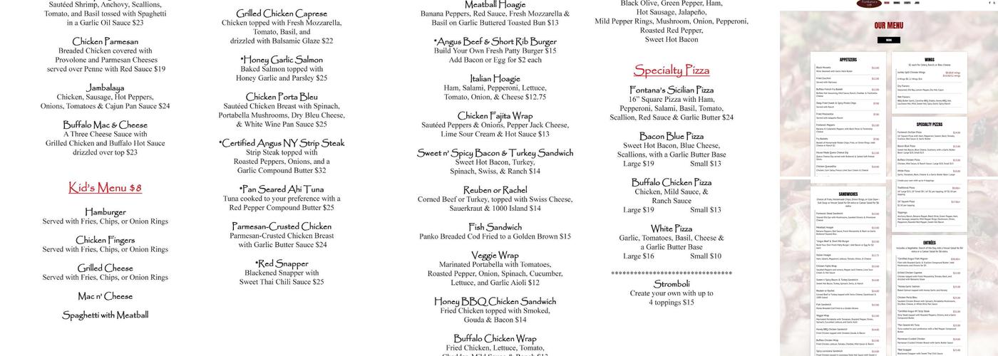 Fontana's Cafe Menu