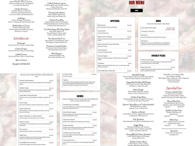 Fontana's Cafe Menu