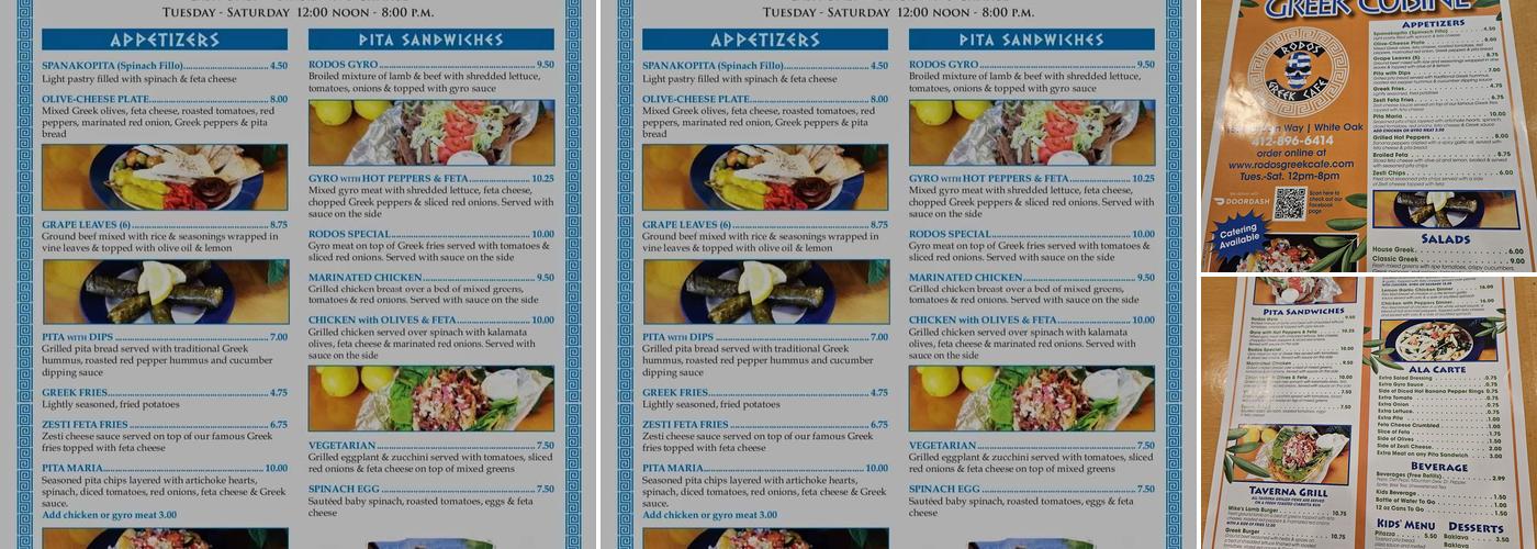 Rodos Greek Cafe Menu
