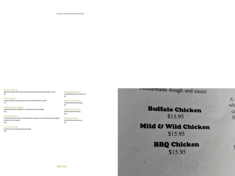 Duke's Upper Deck Cafe Menu