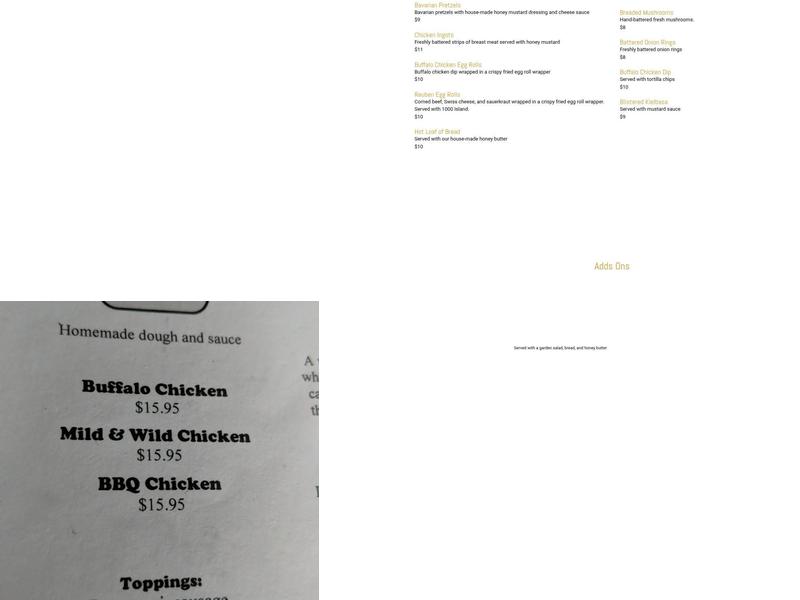 Duke's Upper Deck Cafe Menu