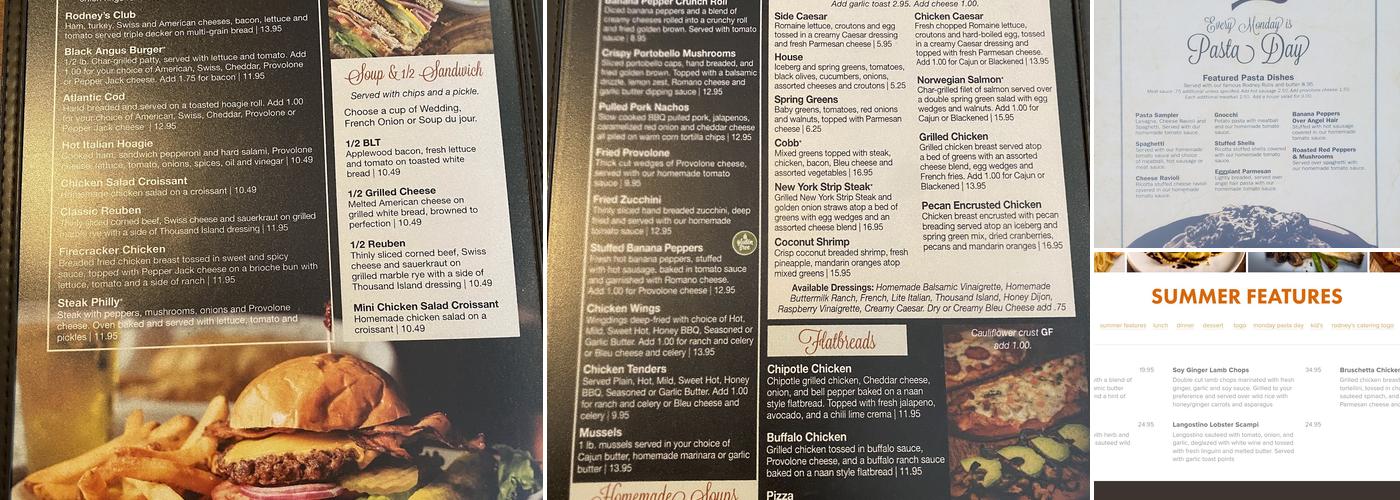 Rodney’s Restaurant Menu