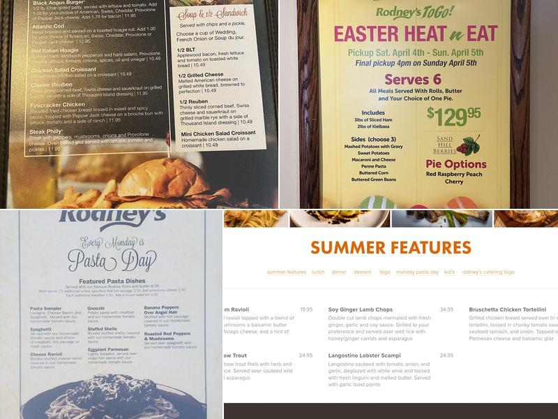 Rodney’s Restaurant Menu