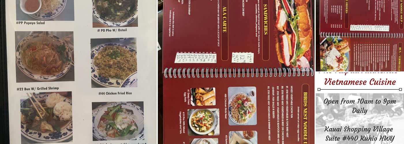 Pho Kapaa Menu