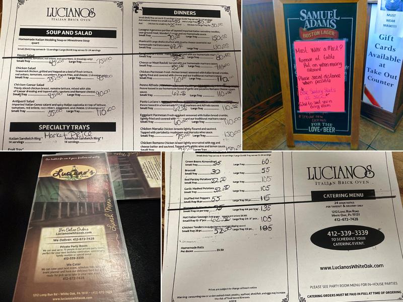 Luciano's Restaurant Menu