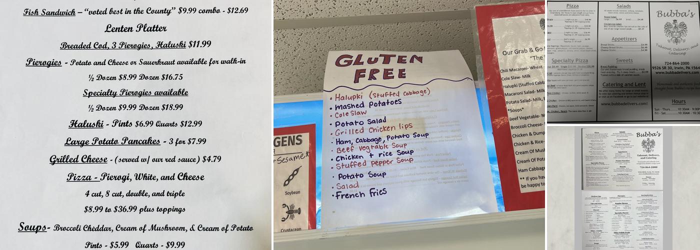 Bubba's Menu