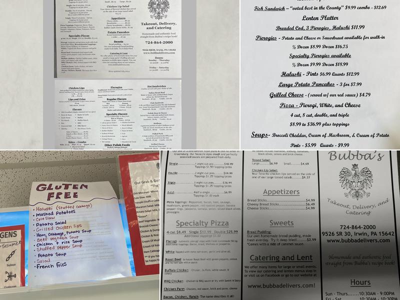 Bubba's Menu