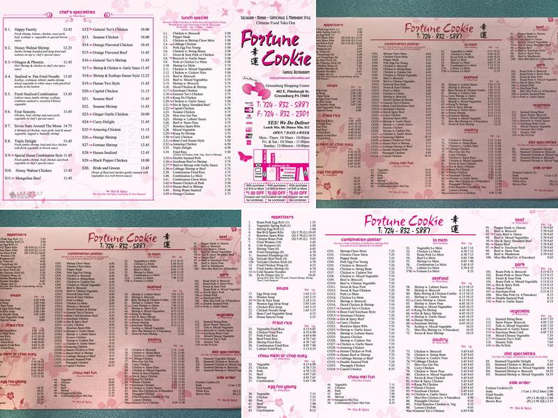 Fortune Cookie Menu