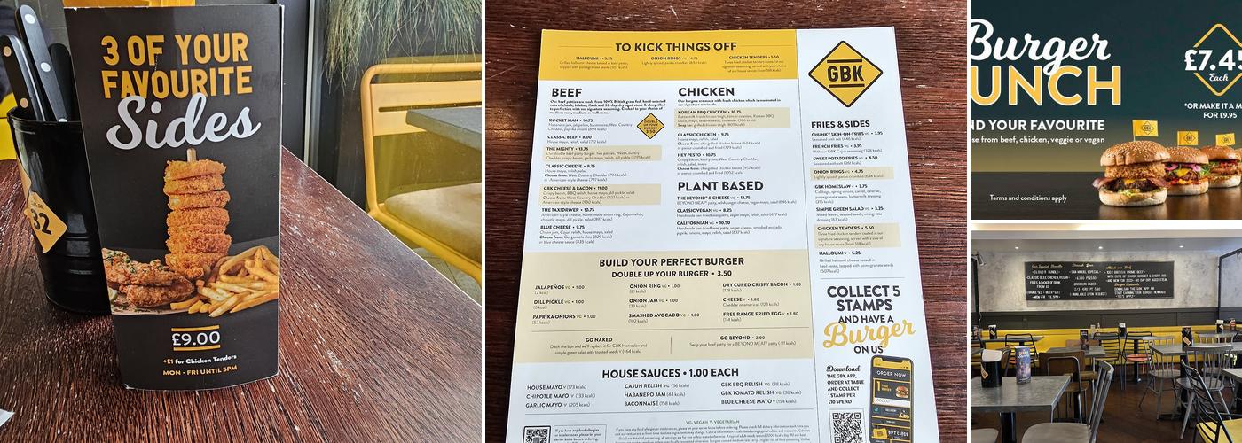 Gourmet Burger Kitchen (GBK) Menu