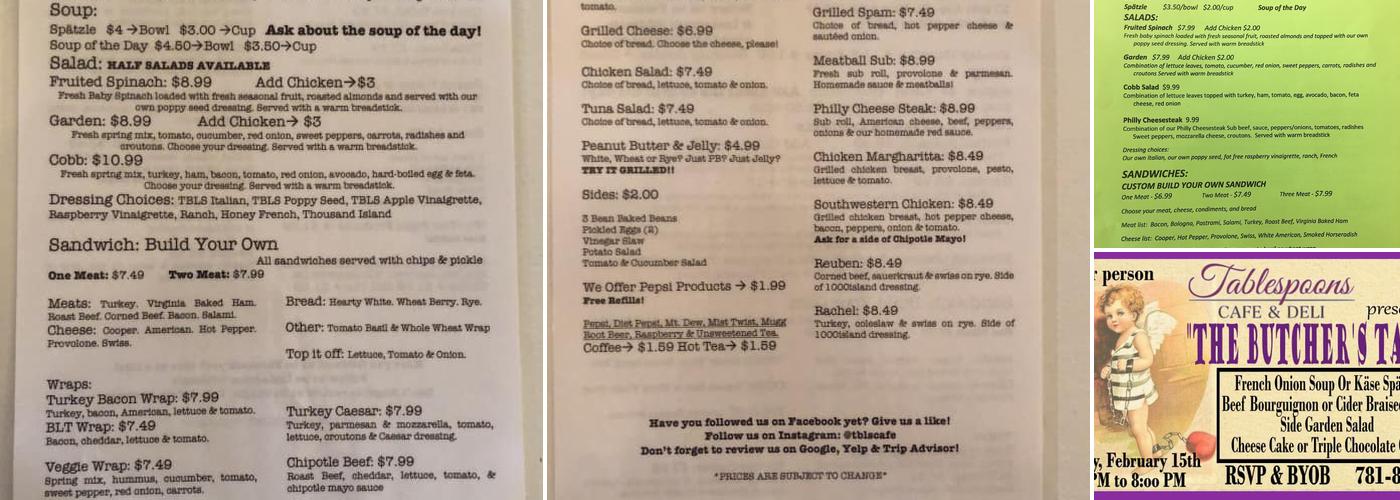 Tablespoons Café & Deli Menu
