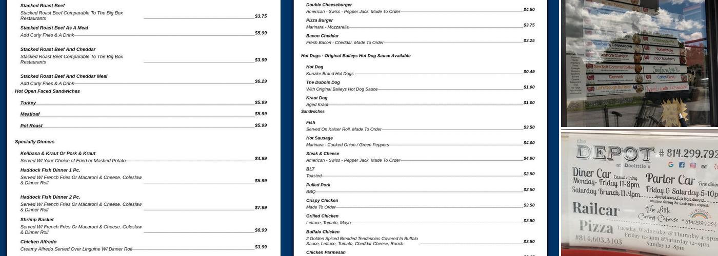 Dr Doolittle's Roadside Cafe & Creamery Menu