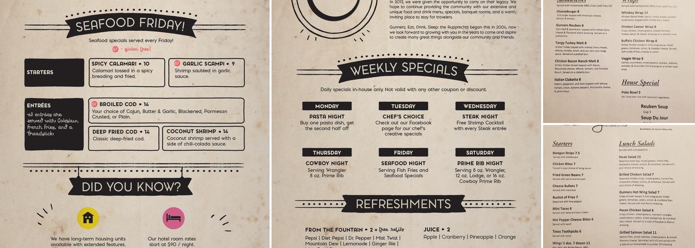 Gunners Menu