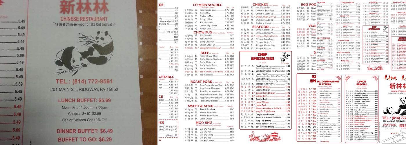 Ling Ling Ridgway(Accept Cards MIN. $10) Menu