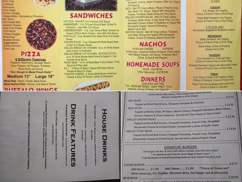 B P Inn Menu