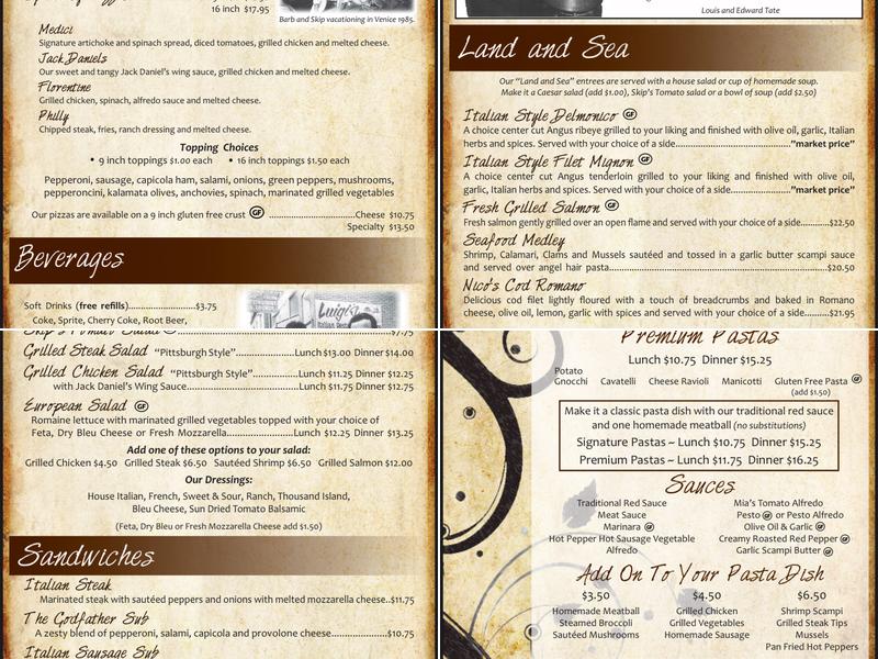 Luigi's Ristorante & Catering of DuBois Menu