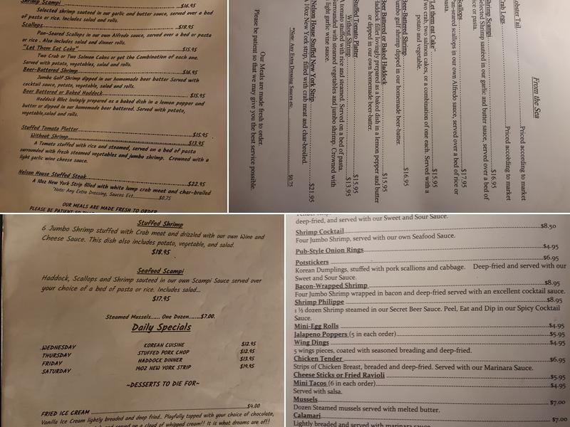 Nelson House Menu