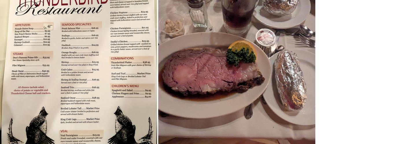 Thunderbird Restaurant & Lounge Menu
