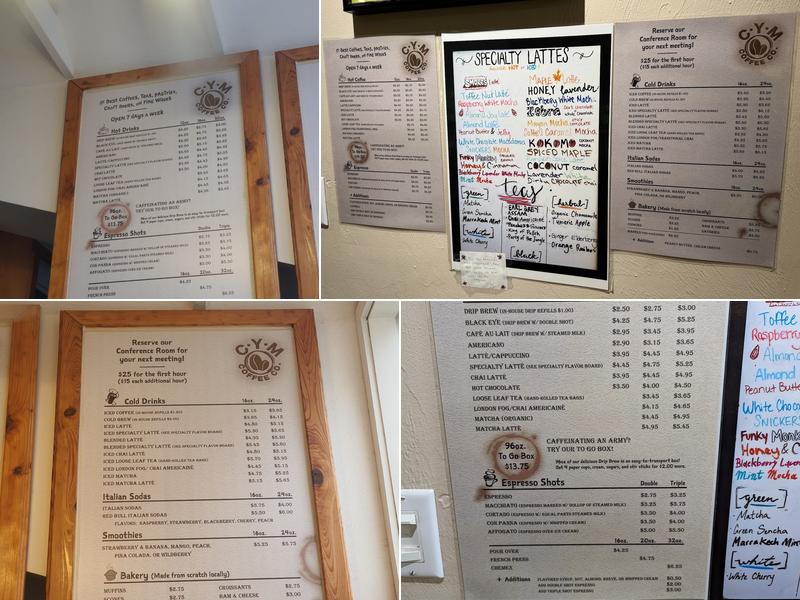 CYM Coffee Co Menu
