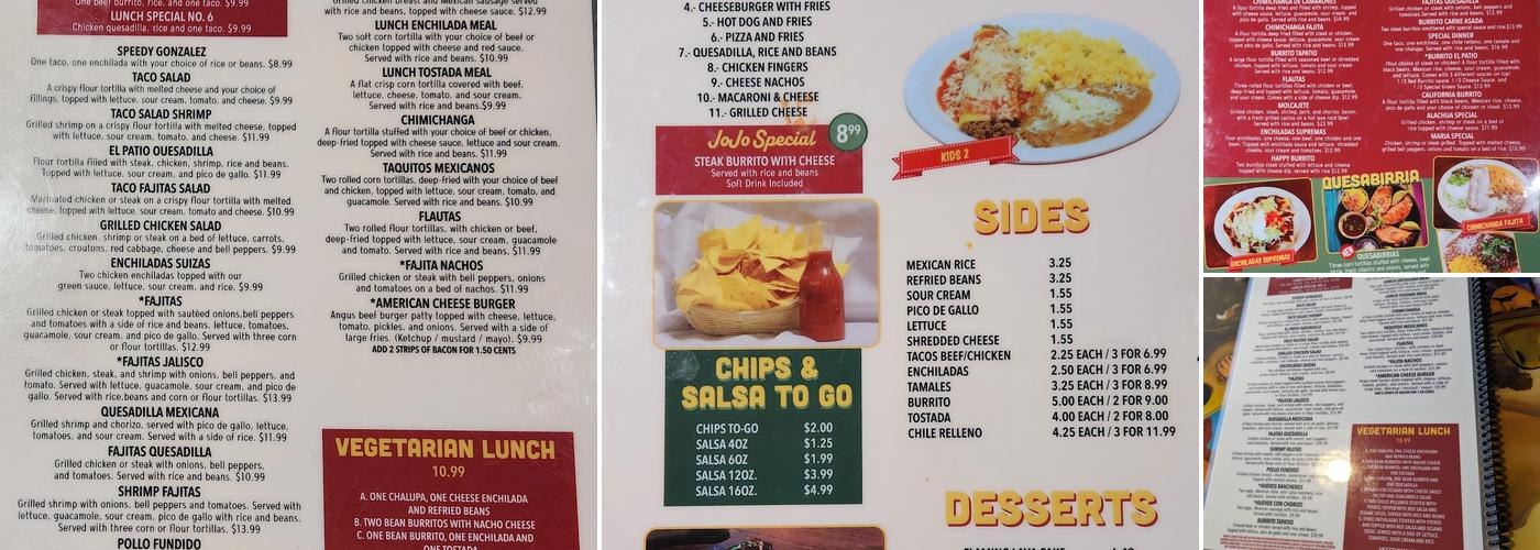 El Patio Menu