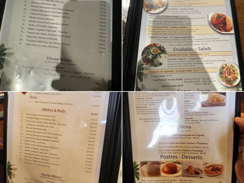 Las Vegas Cuban Cuisine Menu