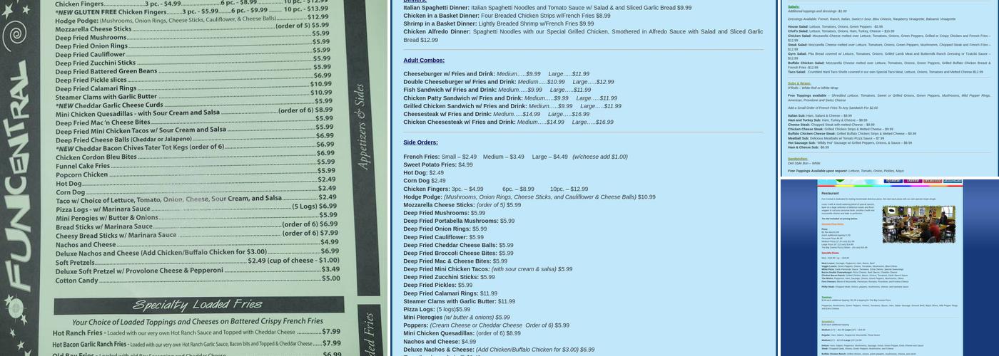 Fun Central Inc Menu