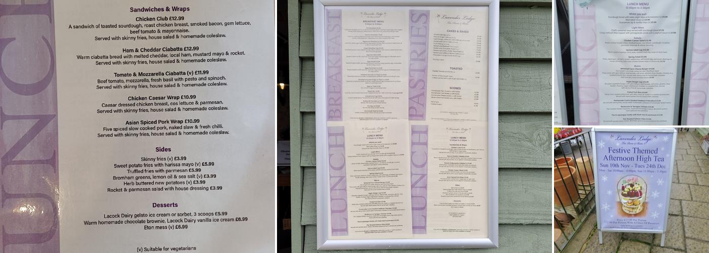 Lavender Lodge Tea Room & Bistro Menu