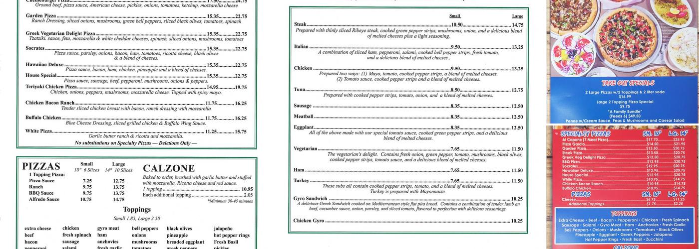 ABC Pizza Menu