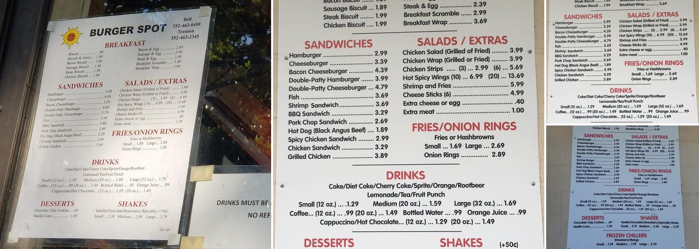 Burger Spot Menu