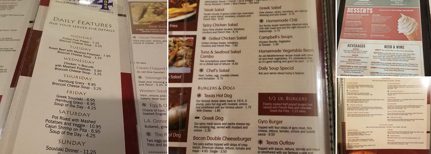 Texas Hot Lunch / 4 Sons Menu