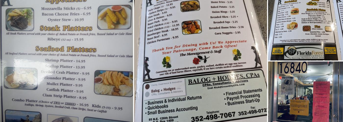 Taste of Dixie Diner Menu