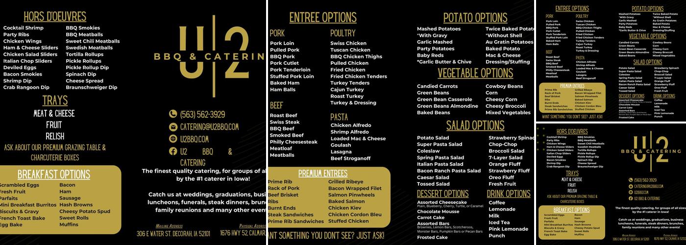U-2 BBQ & Catering Menu