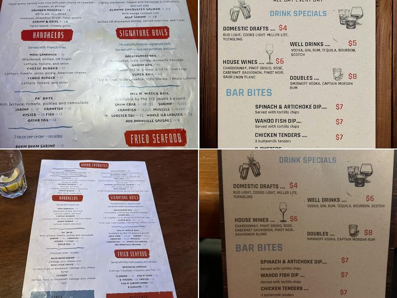 Wahoo Seafood Grill Menu