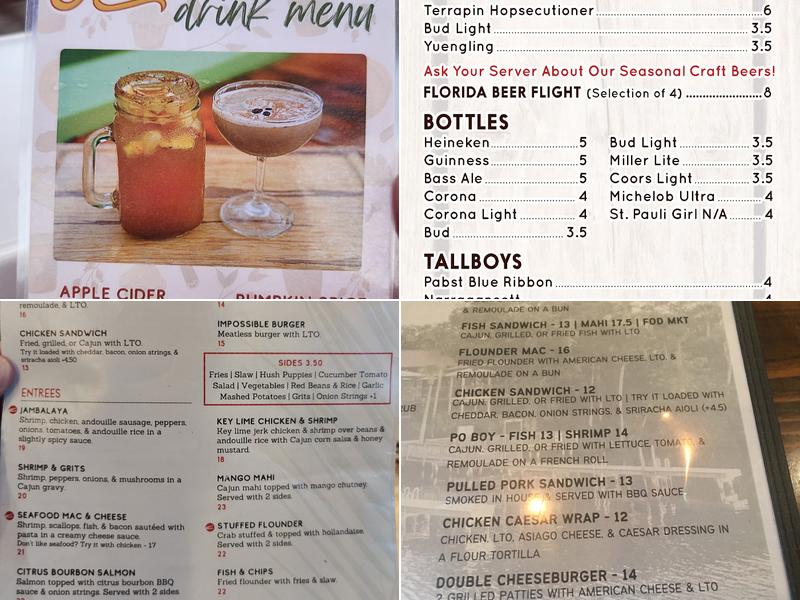 RiverGrille on the Tomoka Menu